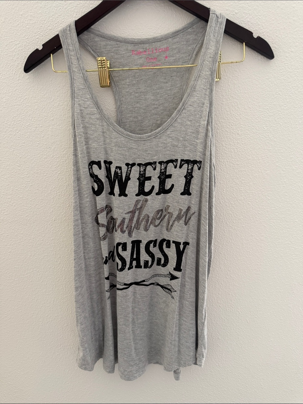 Rebellious One Light Gray Graphic 'Sweet Southern Sassy' Tank